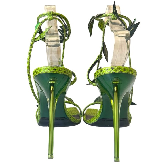 SOLD‼️VERSACE Snakeskin Leaf Sandal Green - Picture 7 of 14
